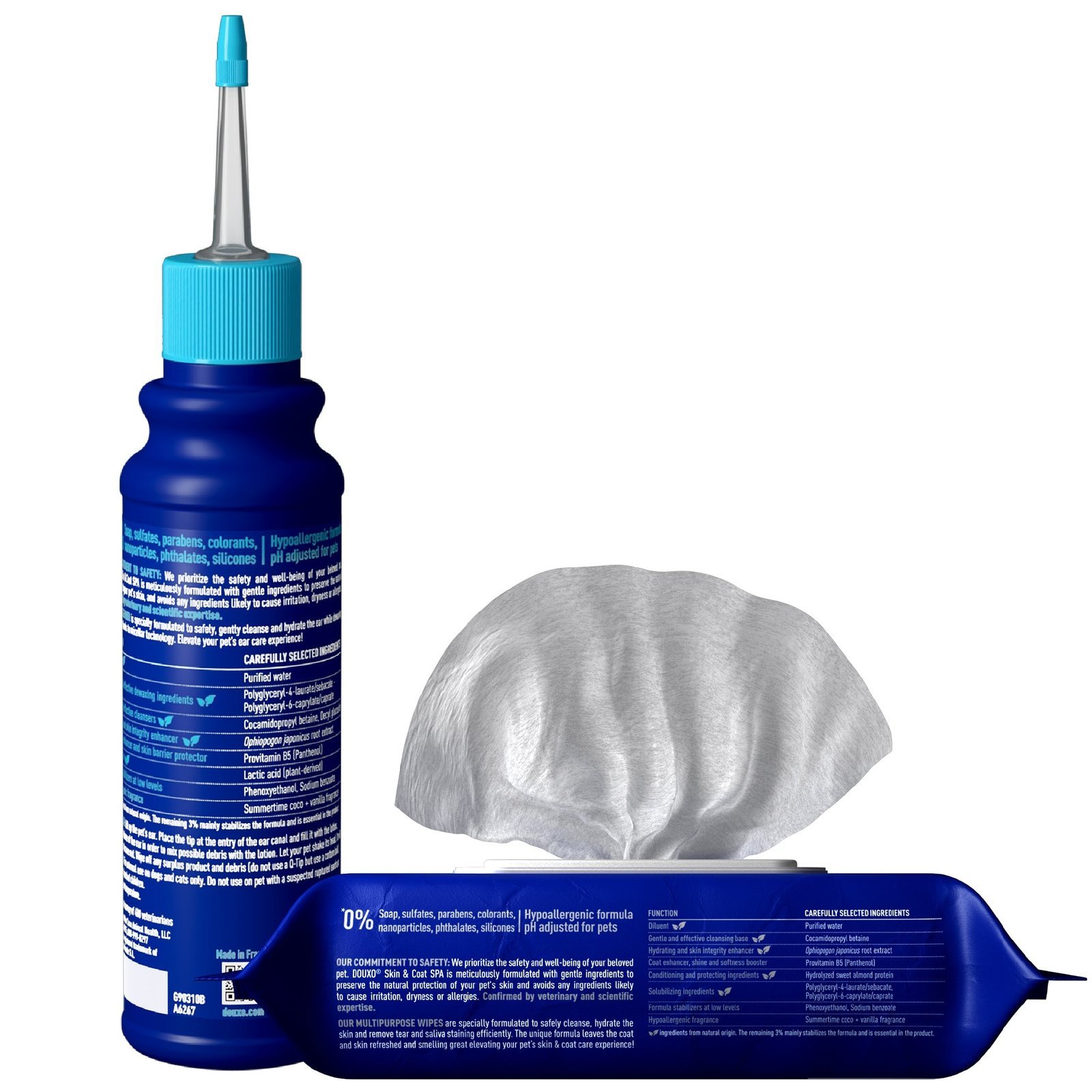 DOUXO Skin & Coat SPA Dewaxing Ear Cleaner & Multipurpose Wipes Bundle - Image 2