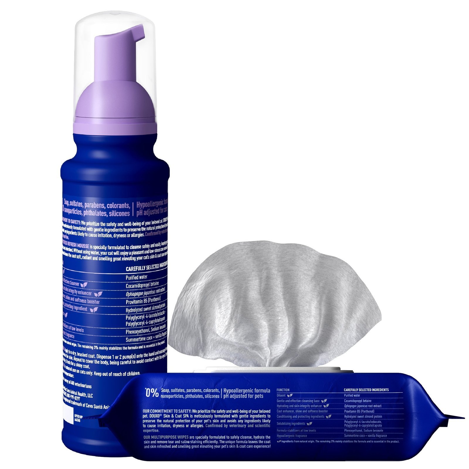 DOUXO Skin & Coat SPA Low stress Refresh Leave on Mousse & Multipurpose Wipes Bundle - Image 2