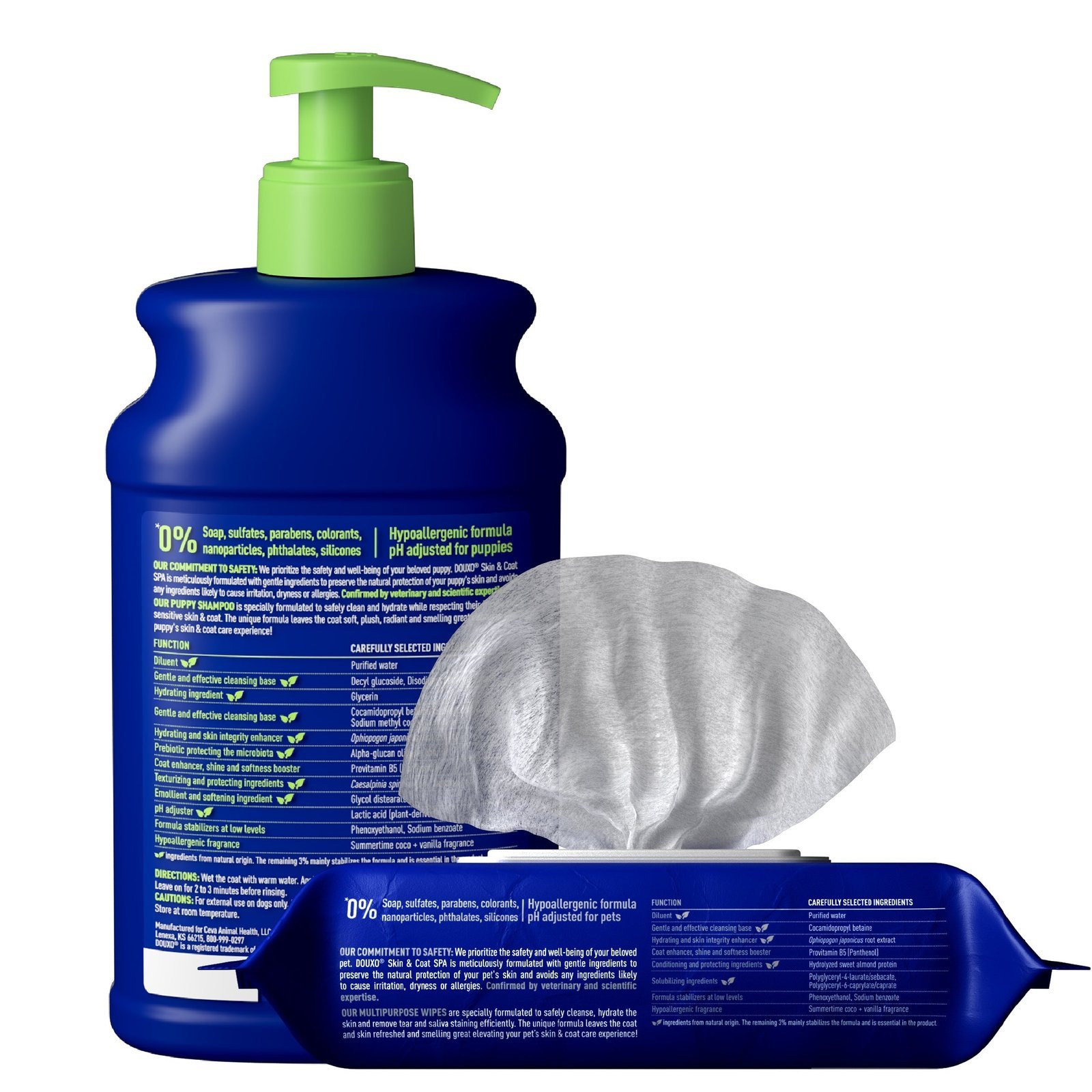 DOUXO Skin & Coat SPA Puppy Shampoo & Multipurpose Wipes Bundle - Image 2