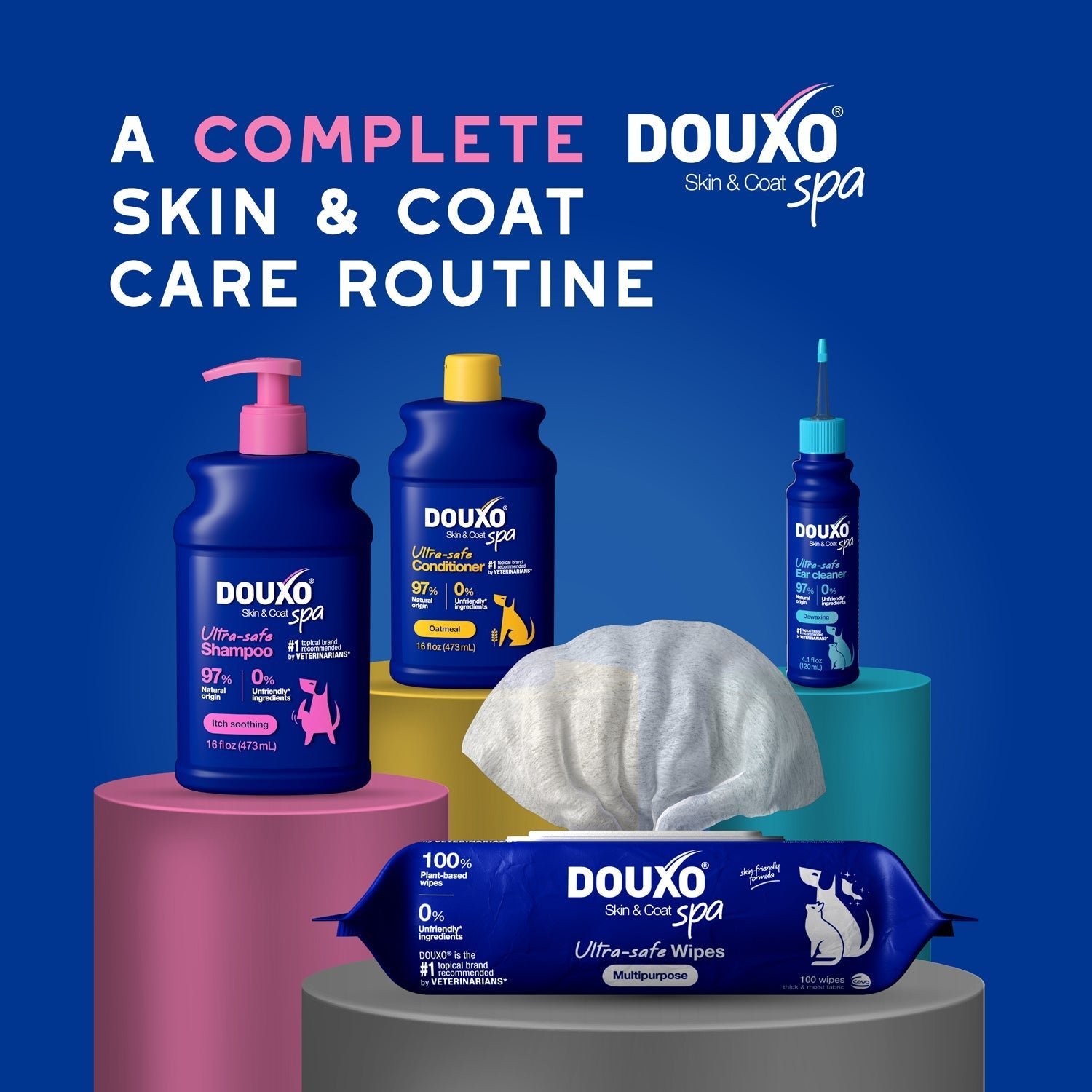 DOUXO Skin & Coat SPA Sensitive skin Soothing Shampoo & Multipurpose Wipes Bundle - Image 6