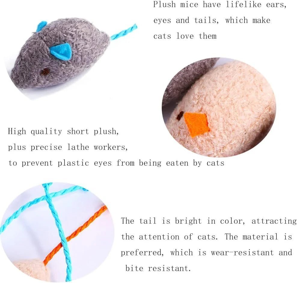 Plush Mouse Cat Toys, 3 Pack - Image 9